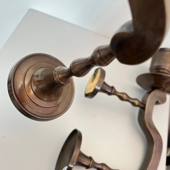 Vintage Brass Wall-Mounted Candle Holders Made In India Ornate Design Rustic Dec - Picture 3 of 4